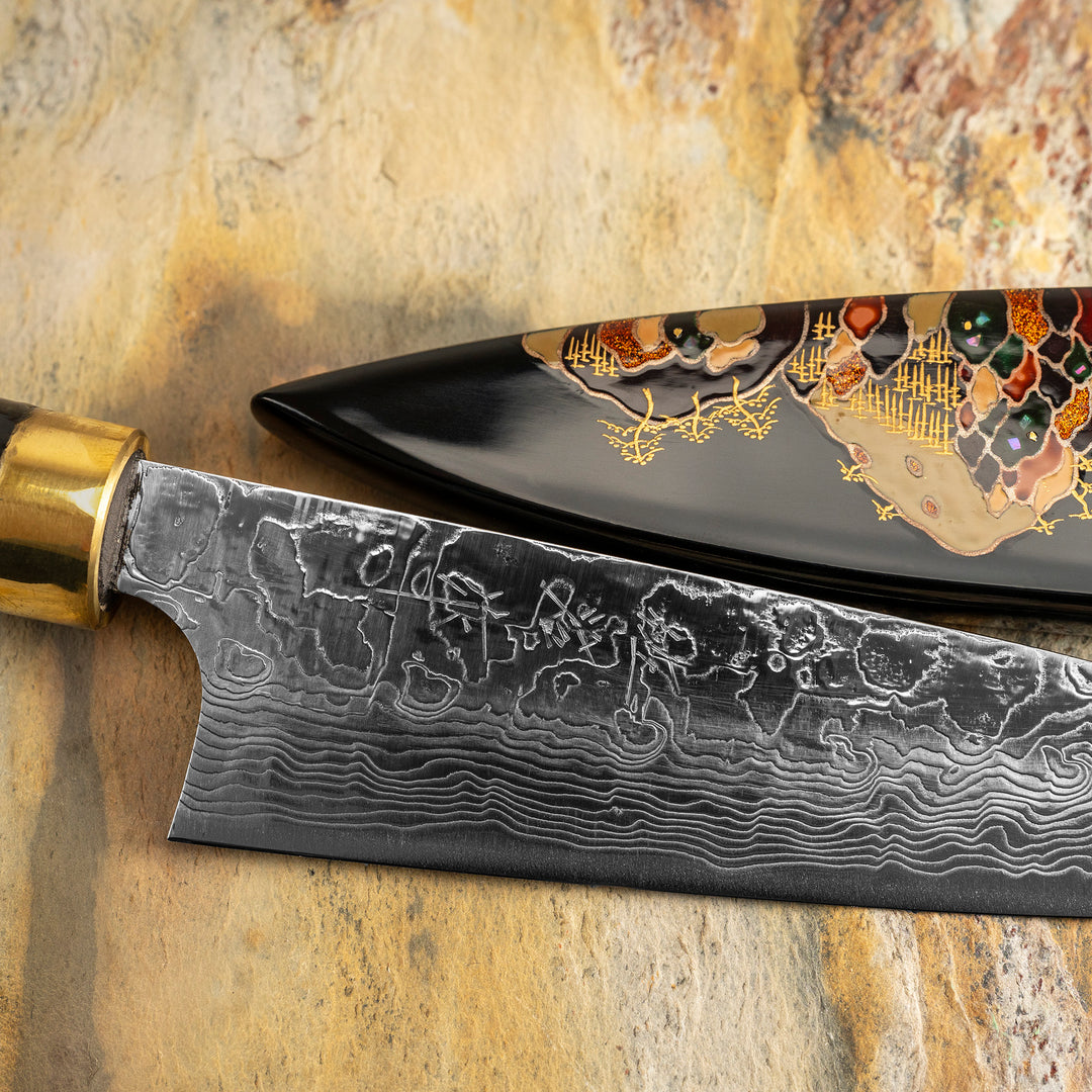 Petty 13 cm Takeshi Saji Art Fuji on Lake R-2 + Saya