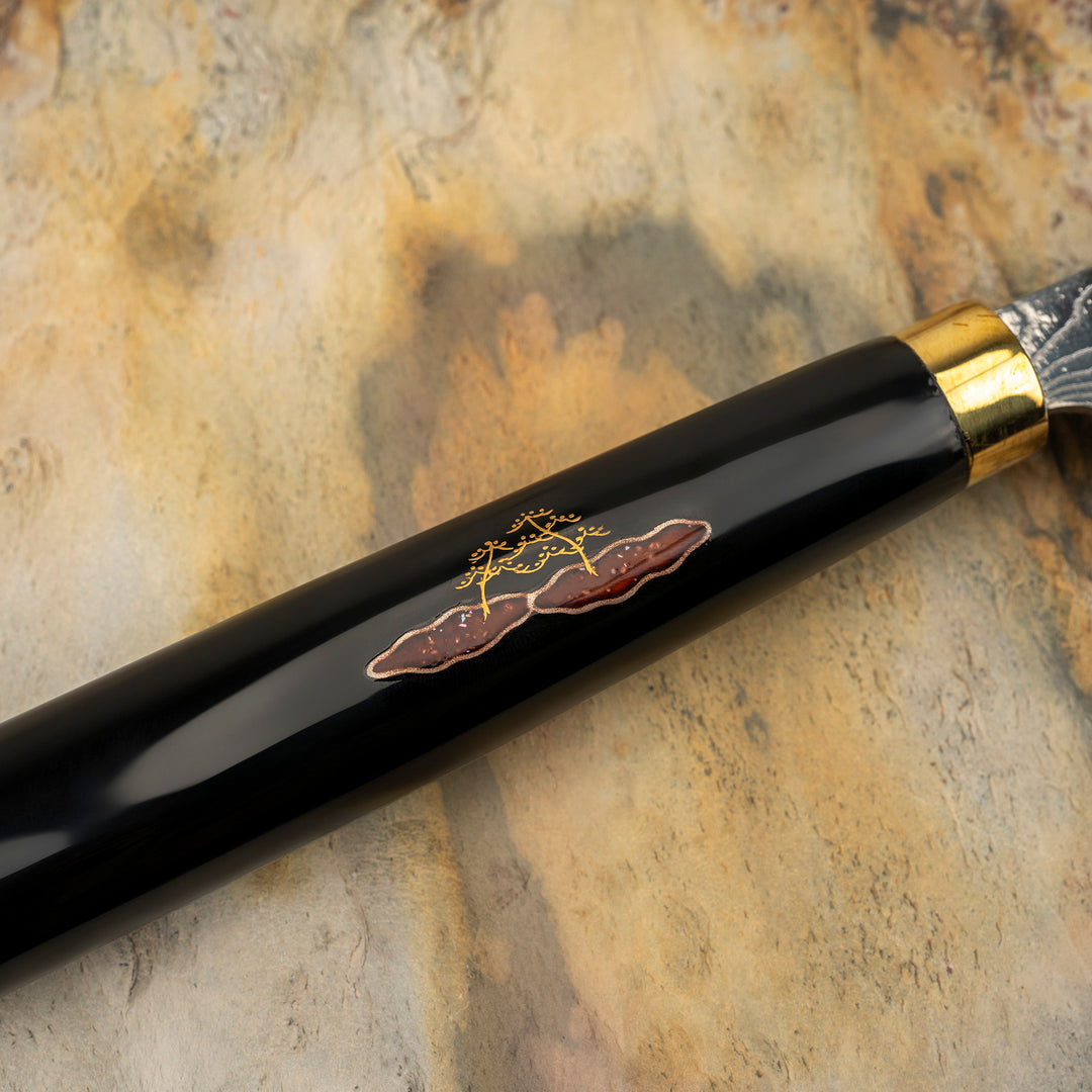 Nakiri 17 cm Takeshi Saji Art Tori Fuji on Lake R-2 + Saya