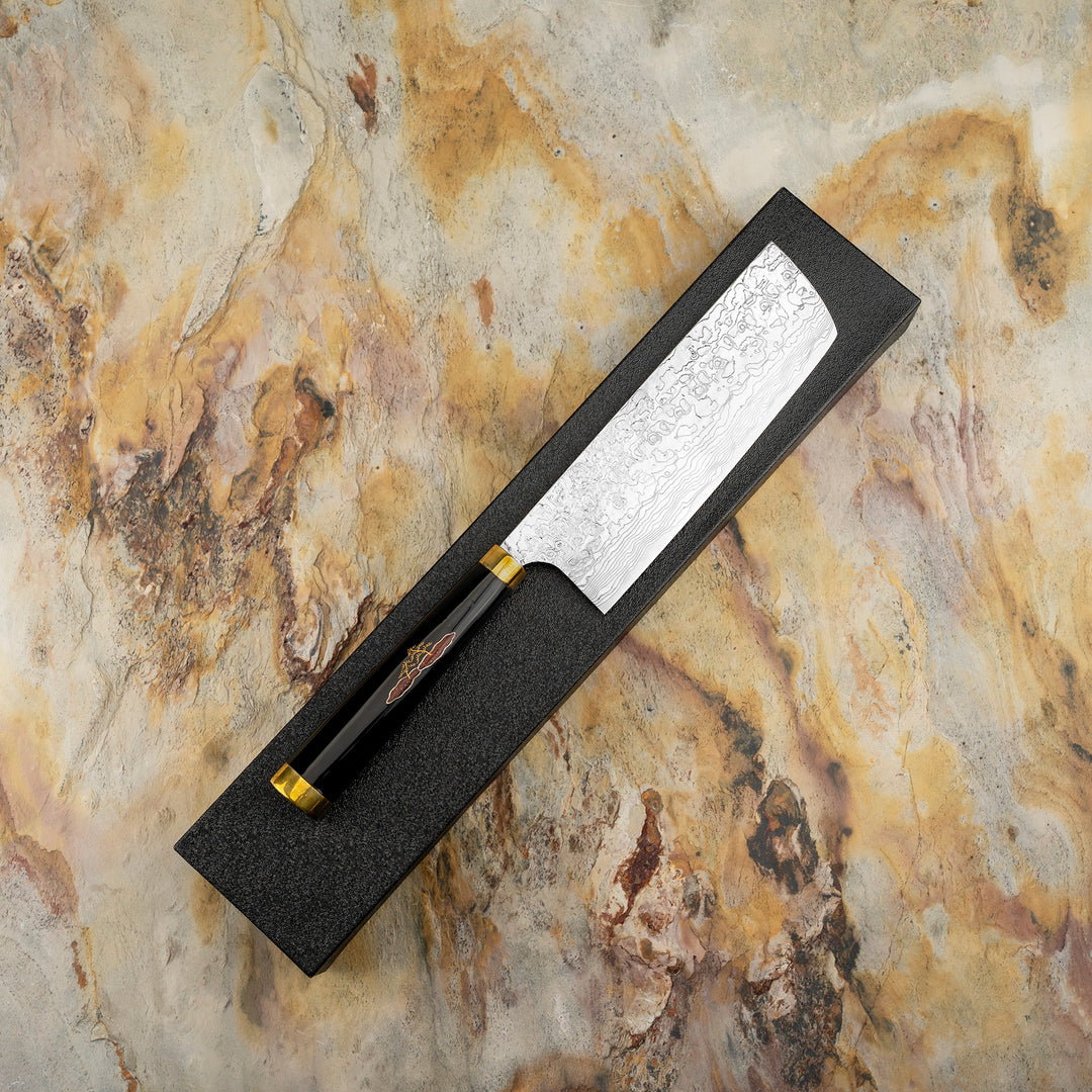 Nakiri 17 cm Takeshi Saji Art Tori Fuji on Lake R-2 + Saya