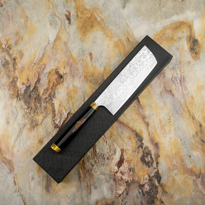 Nakiri 17 cm Takeshi Saji Art Tori Fuji on Lake R-2 + Saya