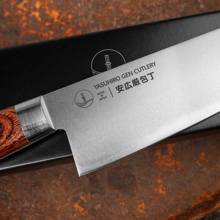 Santoku 16,5 cm Yasuhiro Gen Mahogany Shirogami#2/SS