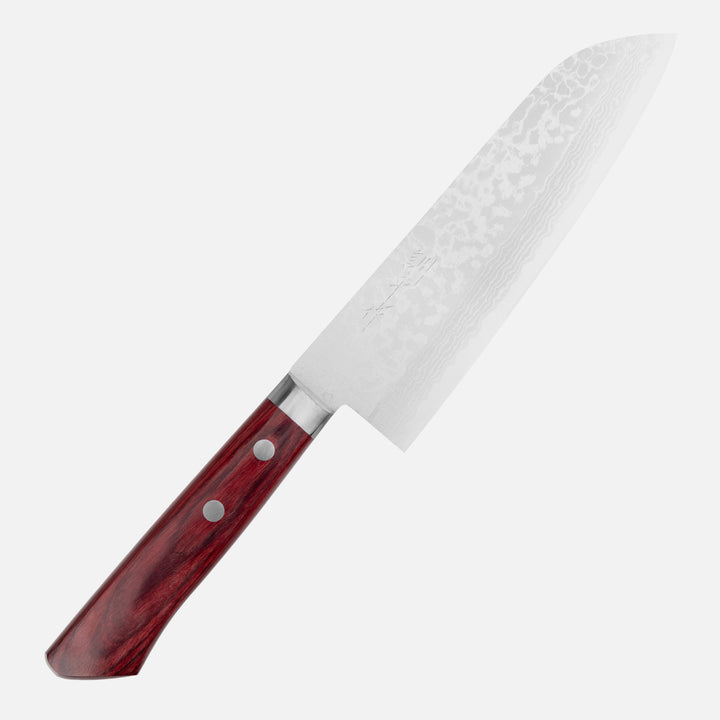 Santoku 17 cm Kunio Masutani Hammered Red VG-10 Damascus