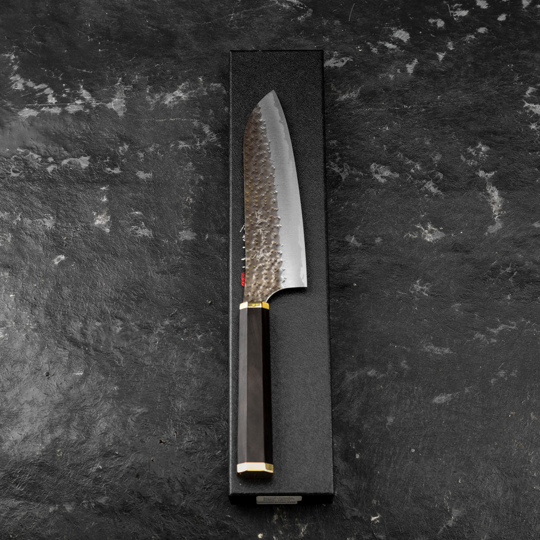 Santoku 17 cm Yu Kurosaki Kokusen Brass Aogami Super/SS