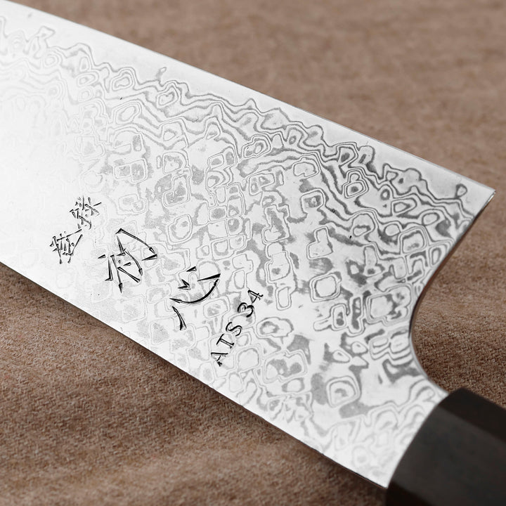 Santoku 18 cm Hatsukokoro Hayabusa Ginga Damascus ATS-34