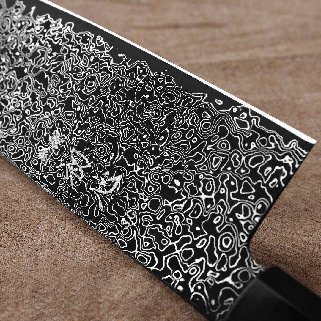 Santoku 18 cm Hatsukokoro Saihyo Kurozome Damascus SG2