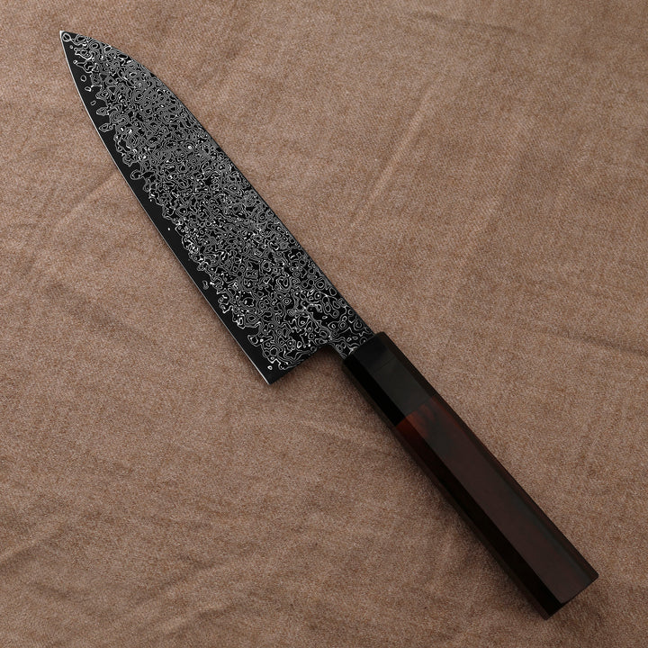 Santoku 18 cm Hatsukokoro Saihyo Kurozome Damascus SG2