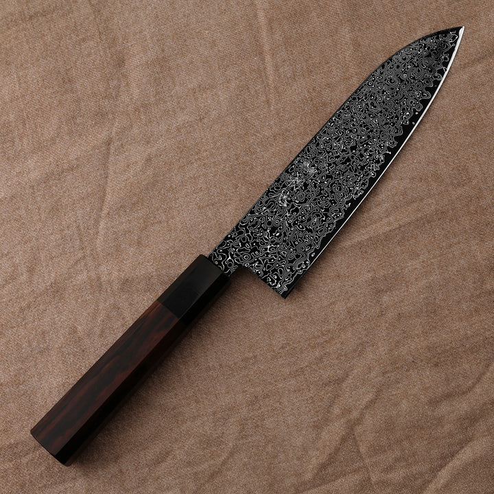 Santoku 18 cm Hatsukokoro Saihyo Kurozome Damascus SG2