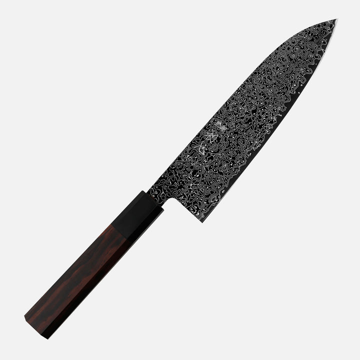 Santoku 18 cm Hatsukokoro Saihyo Kurozome Damascus SG2