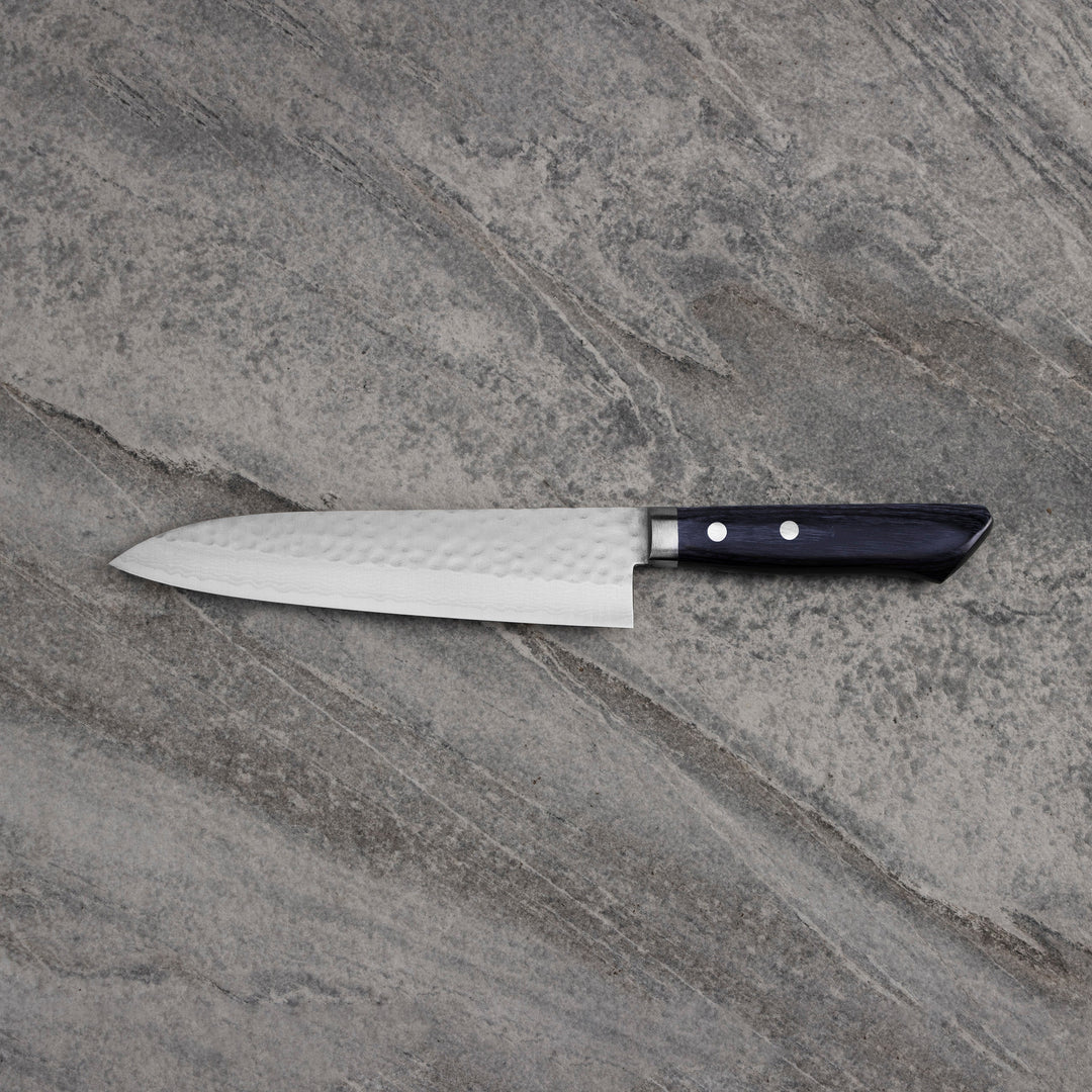 Gyuto 18 cm Masutani Hamono VG-10 Hammered Blue Damascus