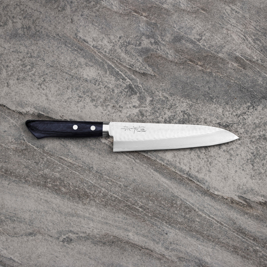 Gyuto 18 cm Masutani Hamono VG-10 Hammered Blue Damascus