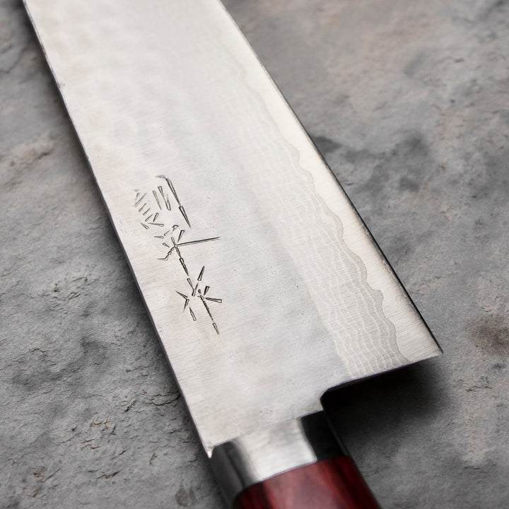 Gyuto 18 cm Masutani Hamono VG-10 Hammered Red Damascus