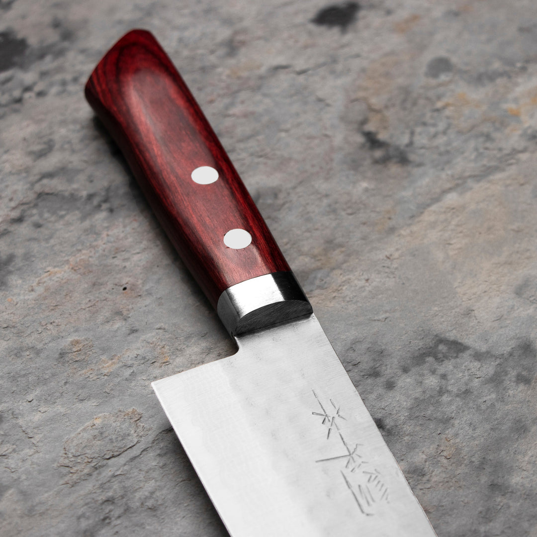 Gyuto 18 cm Masutani Hamono VG-10 Hammered Red Damascus