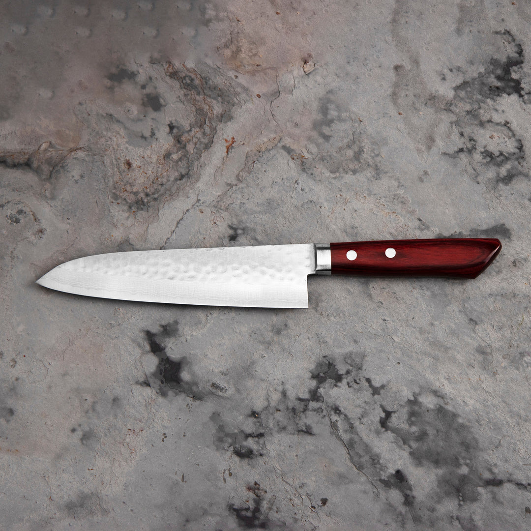 Gyuto 18 cm Masutani Hamono VG-10 Hammered Red Damascus