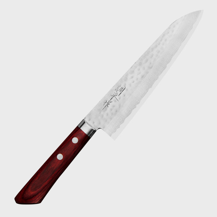 Gyuto 18 cm Masutani Hamono VG-10 Hammered Red Damascus