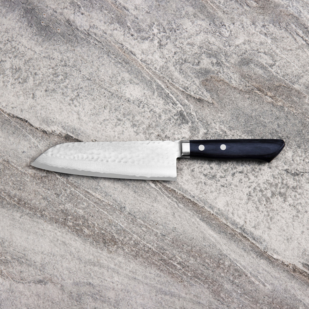 Santoku 17 cm Masutani Hamono VG-10 Hammered Blue Damascus