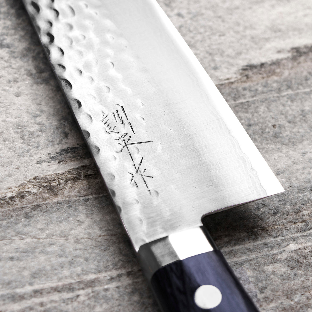 Santoku 17 cm Masutani Hamono VG-10 Hammered Blue Damascus