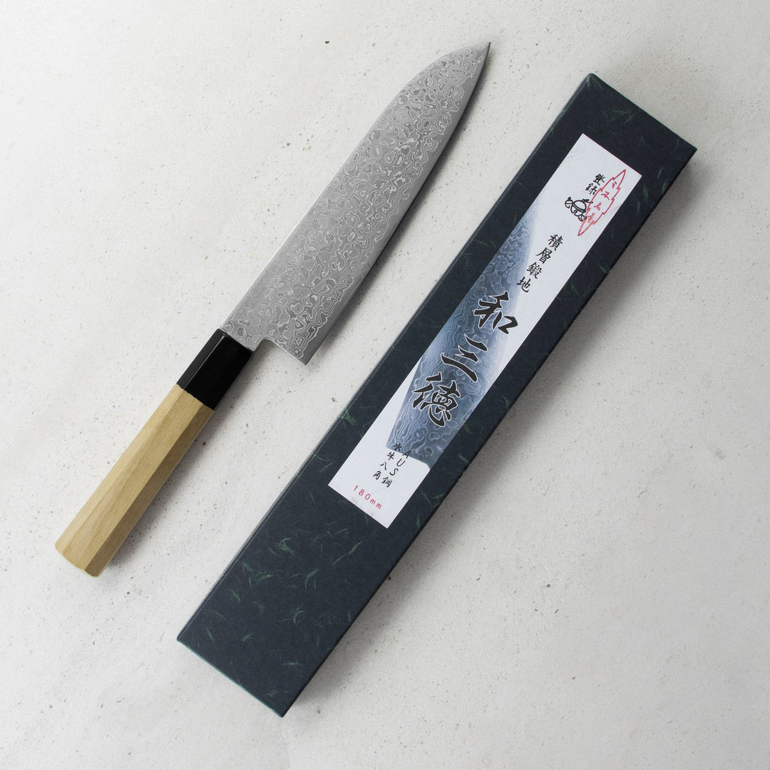 Santoku 18 cm Misuzu Hamono AUS10 Damascus