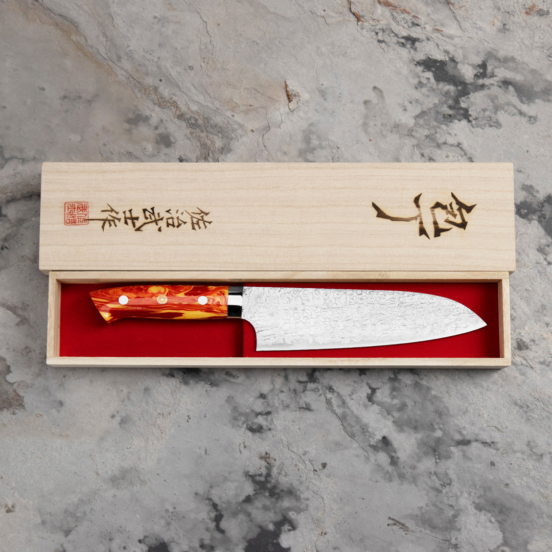 Santoku 18 cm Takeshi Saji Red Turquise R-2 LIMITED