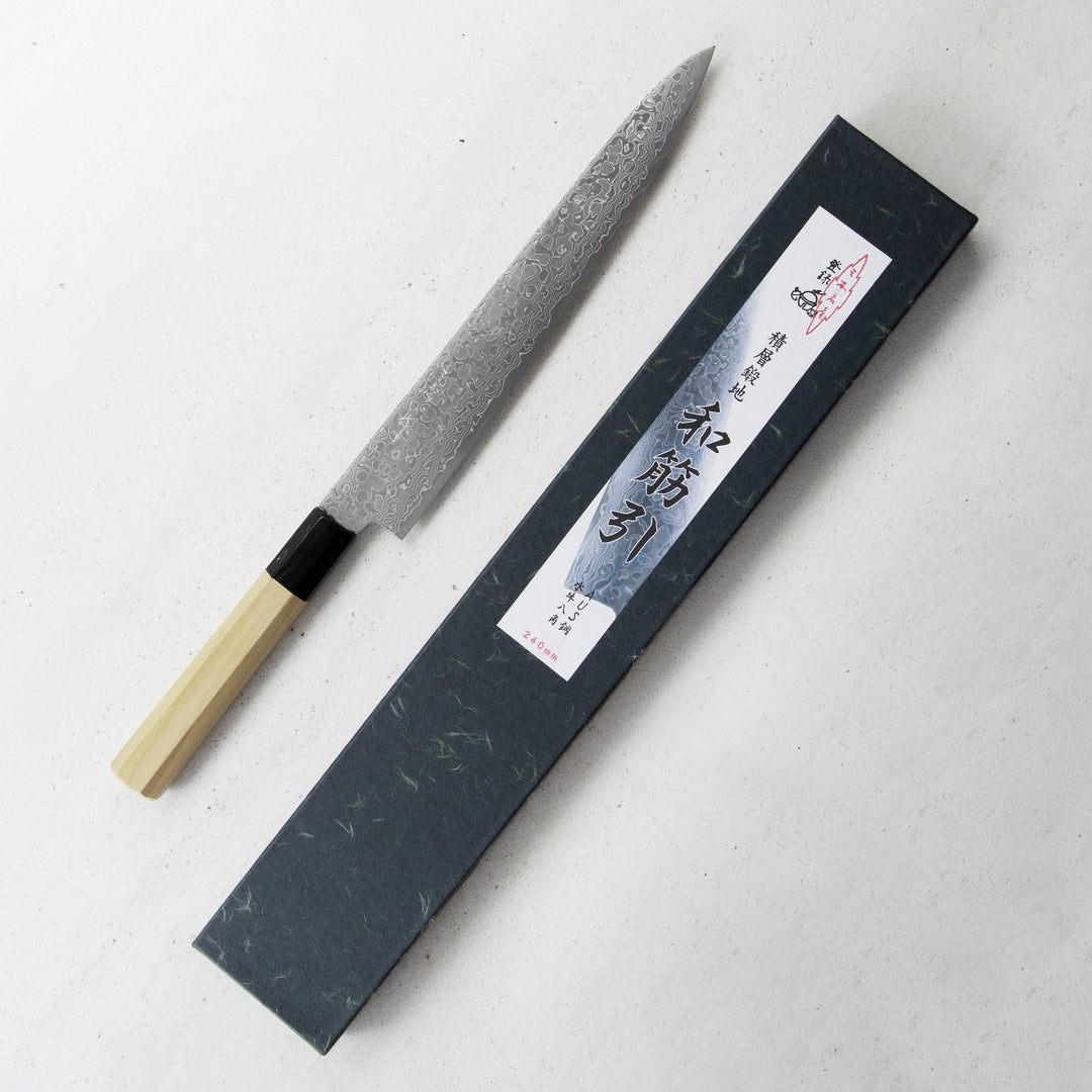 Sujihiki 24 cm Misuzu Hamono AUS10 Damascus